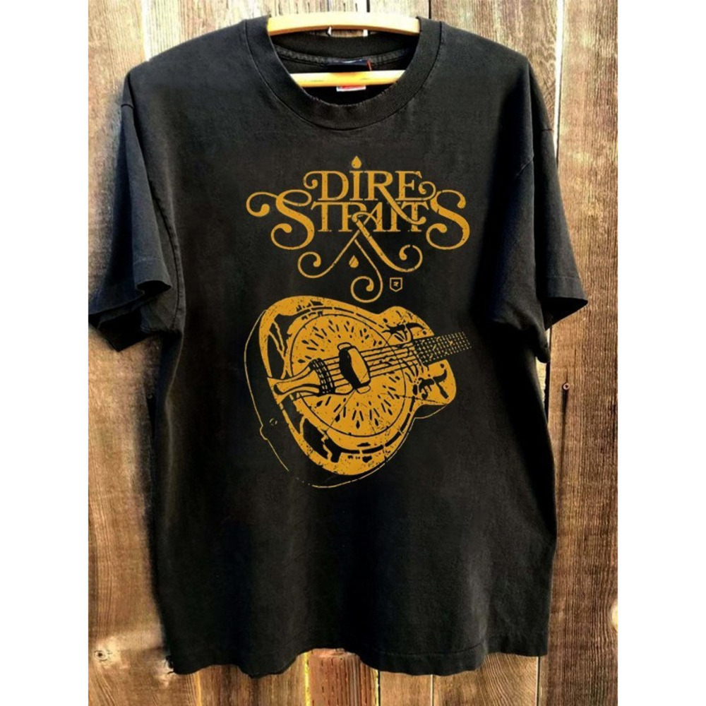 Dire Straits Band  90s Retro Style Black T Shirt